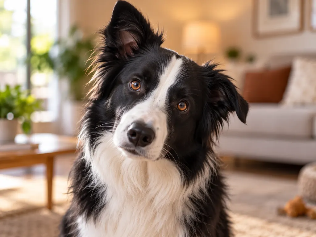 Attentive Border Collie looking at the camera, ready to learn
